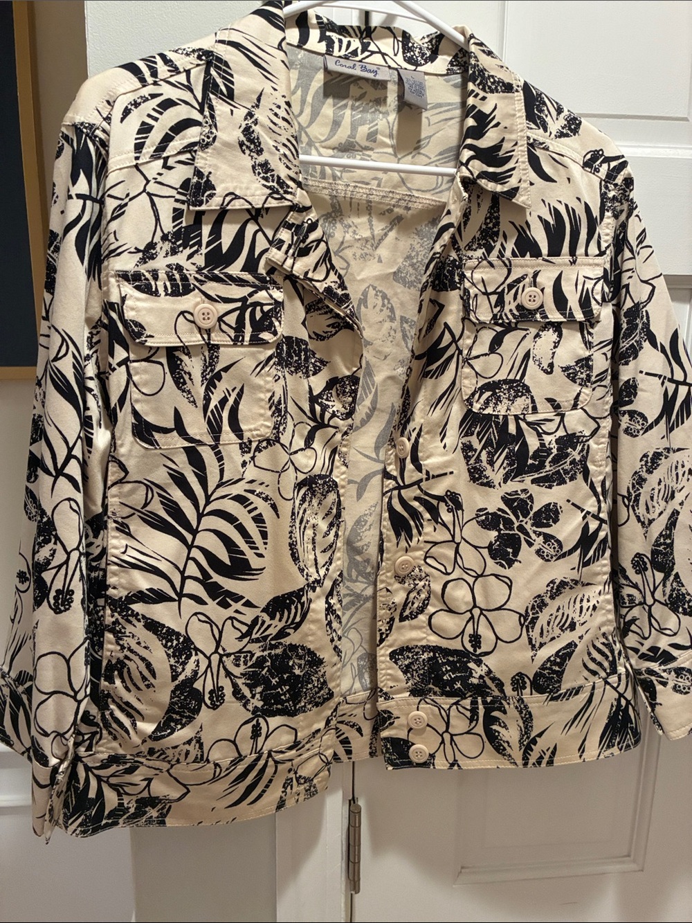 Coral Bay Beige Jacket with Black Tropical Print